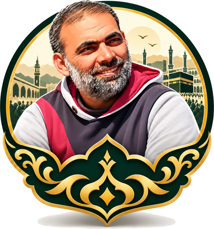 رسم توضيحي لسعيد دويك «جدو» أمام الحرم المكي